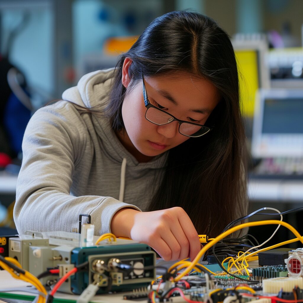 Vyssitude Female Student Testing Simple Electronic Circuit With 5eb4e7ec 8726 4b47 84c9 D46d96d529a0